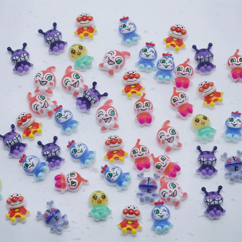 100pcs Cartoon for Anpanman Nail Accessories Cute Resin Wearing Armor Accessories Cream Gel DIY Accessories 