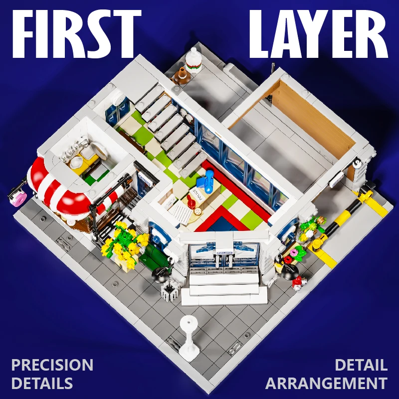 Town Police Station with 6 Figures Modular Buildings Blocks City Center Street View Apartment Store Architecture Brick Model Kit Toy Adults DIY Gift 3111PCS