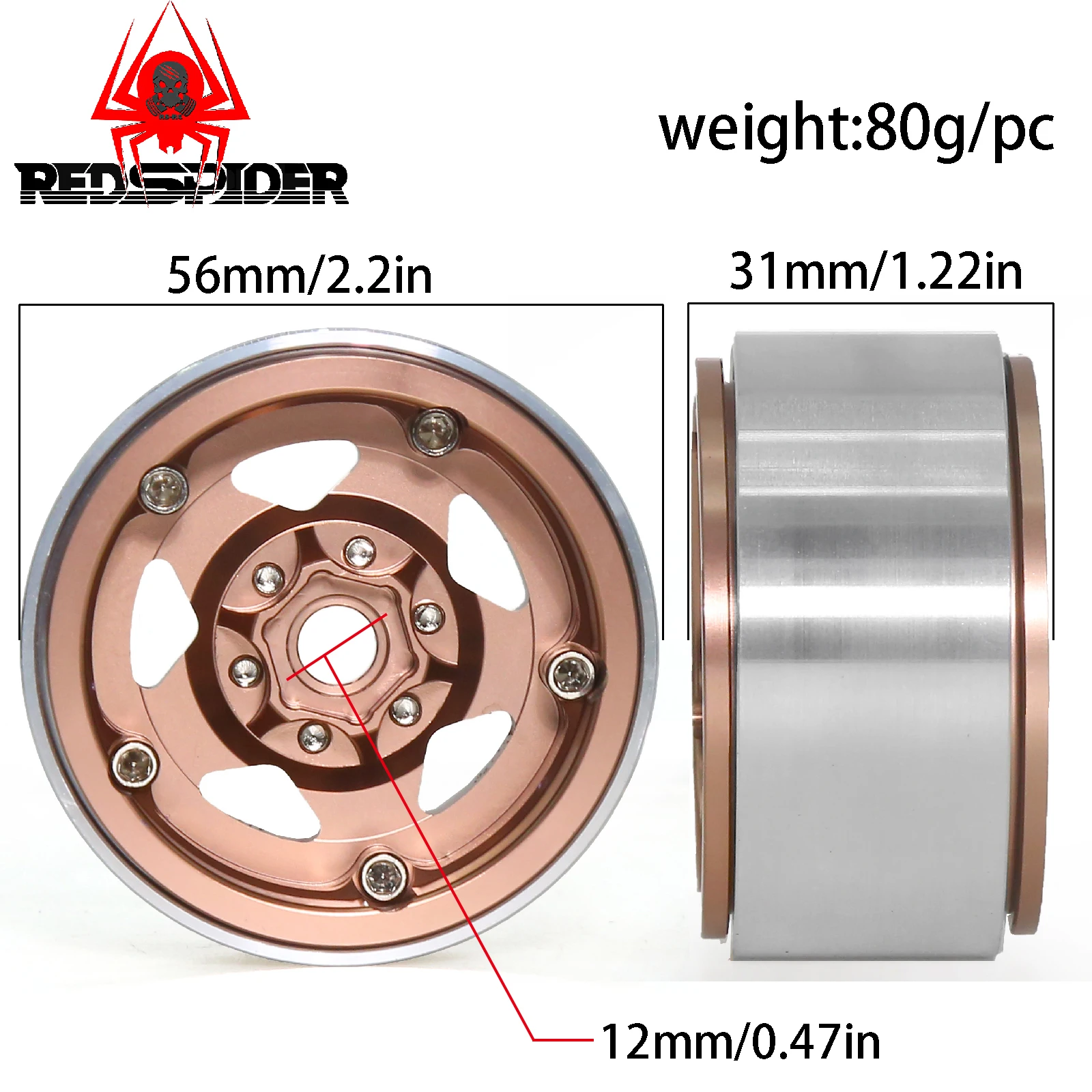 RC Rims 4pcs 1.9 Inch Beadlock RC Wheel Rim Set Wheel Hub for 1:10 RC Crawler Axial SCX10 II 90046 SCX10 III AXI03007 TRX4 D90