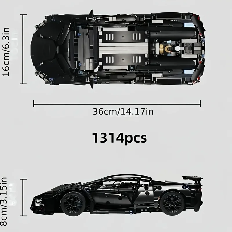 Technical Racing Sport Car Model Building Blocks Technic Adults 1:14 DIY Supercar Brick Puzzle Toys Adult Gift(1280+granule)