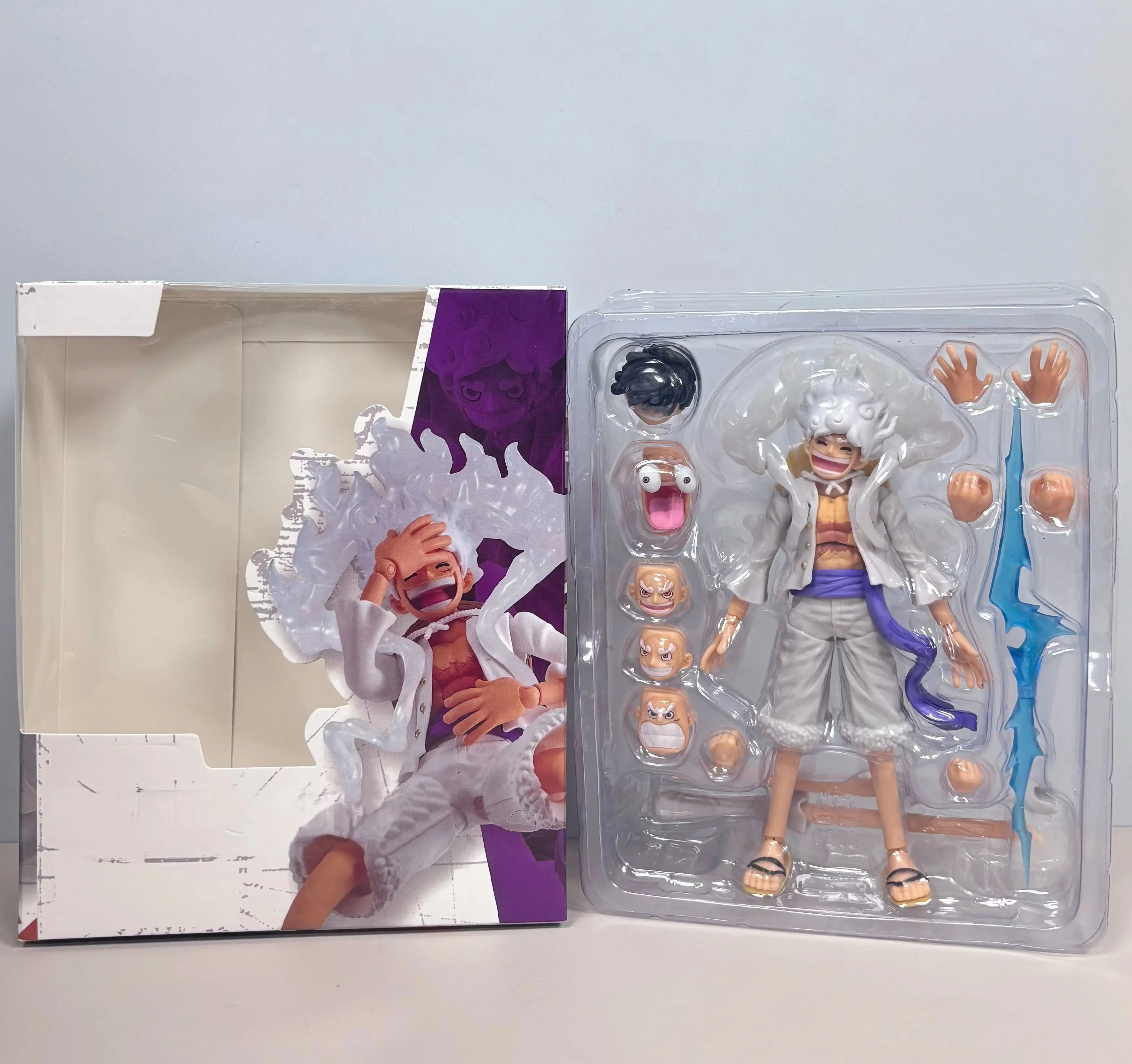 One Piece Luffy Gear 5 Sun God Nika Action Figure, Anime Figure Model Ornament with Multiple Accessories