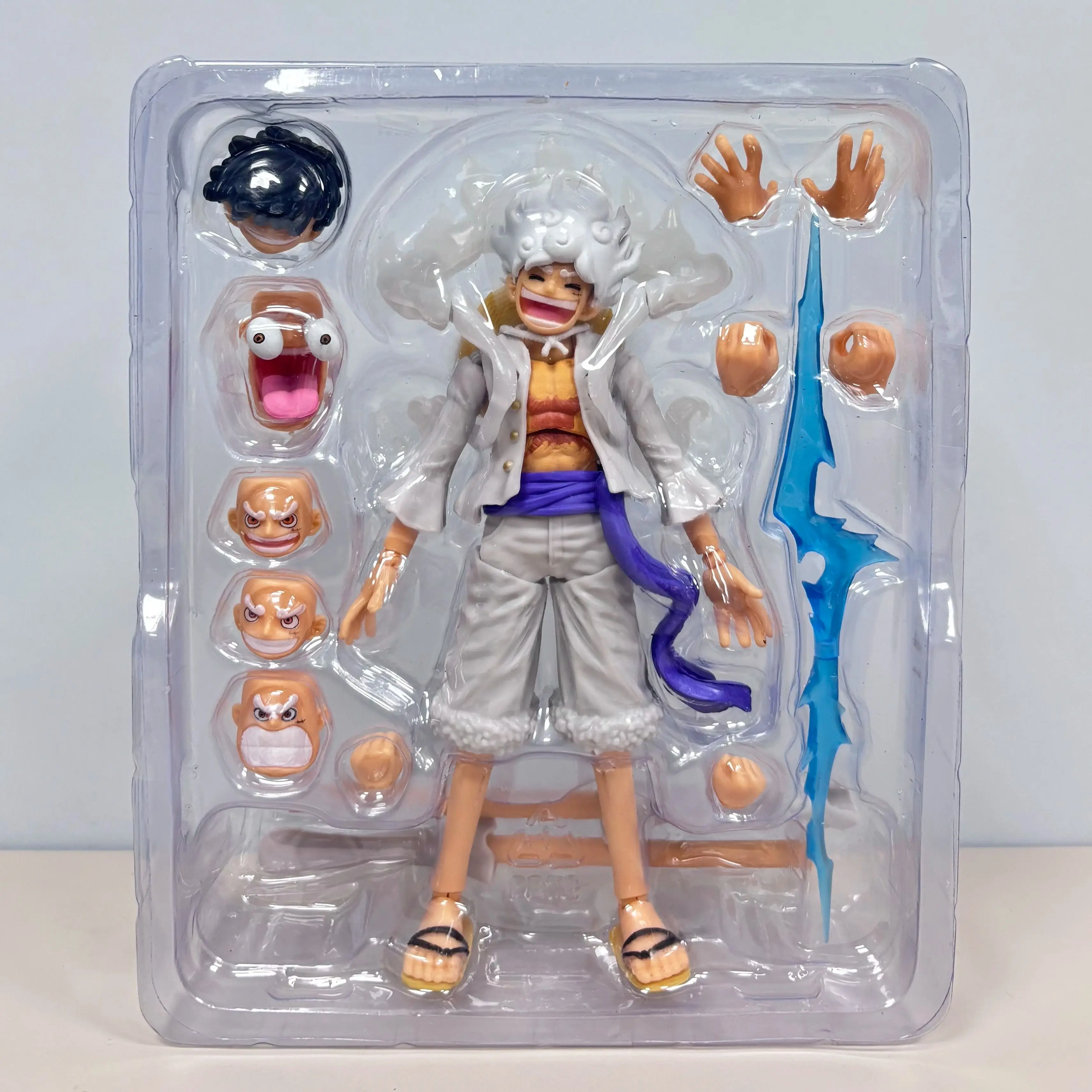 One Piece Luffy Gear 5 Sun God Nika Action Figure, Anime Figure Model Ornament with Multiple Accessories