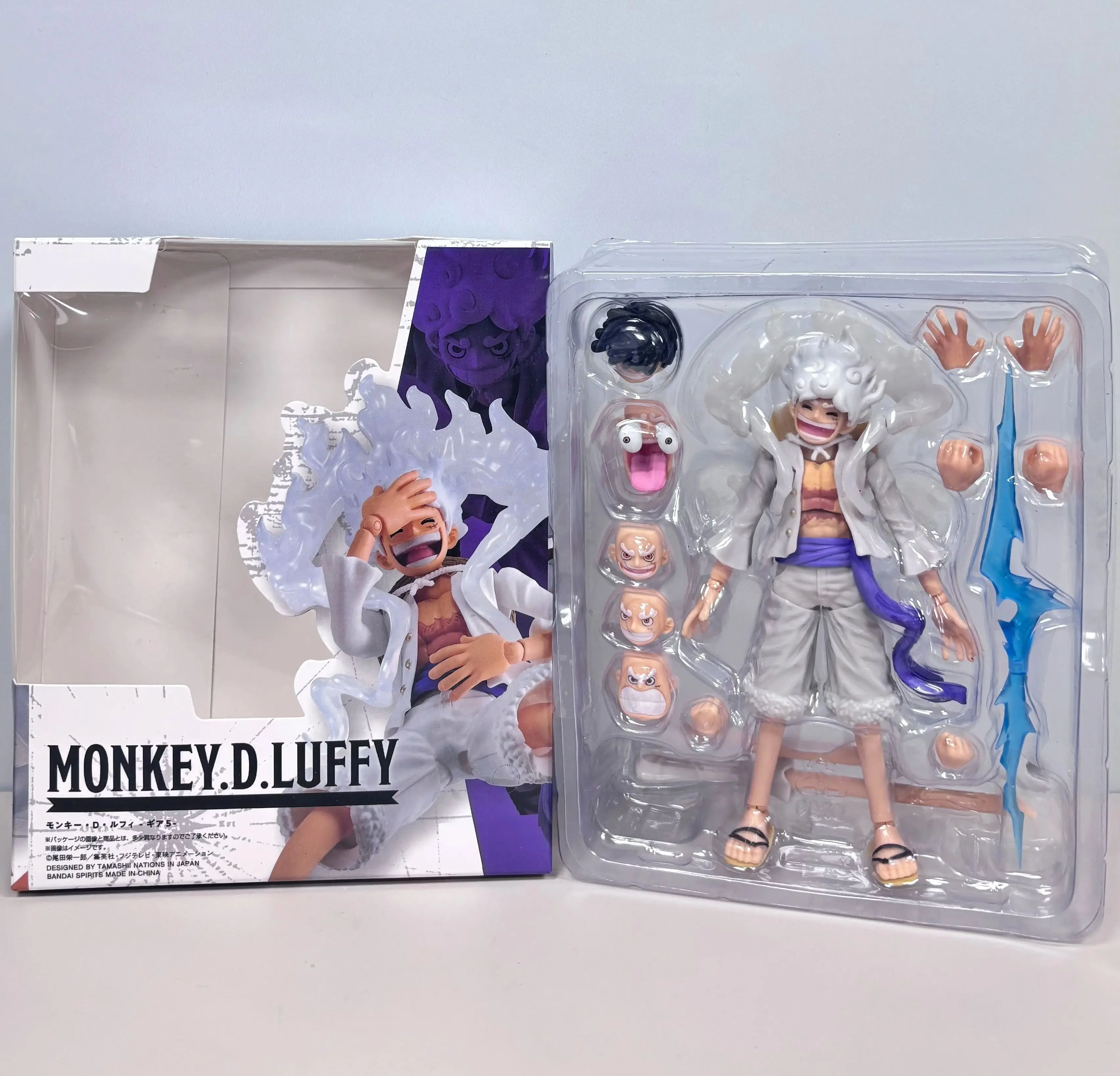 One Piece Luffy Gear 5 Sun God Nika Action Figure, Anime Figure Model Ornament with Multiple Accessories