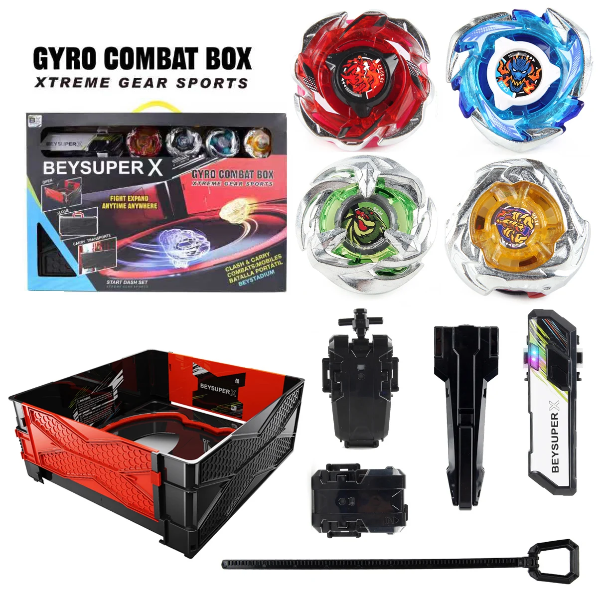 Luxury Bey X Booster Battle Tops Set with Launcher Grip Set Arena Stadium Gyro Spinning Toy Christmas Toy Gift