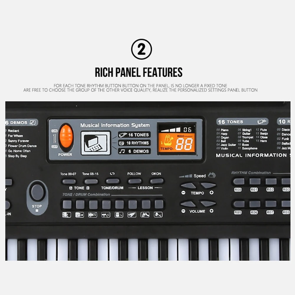 Kids Electronic Piano Keyboard Portable 61 Keys Organ with Microphone Education Toys Musical Instrument Gift for Child Beginner