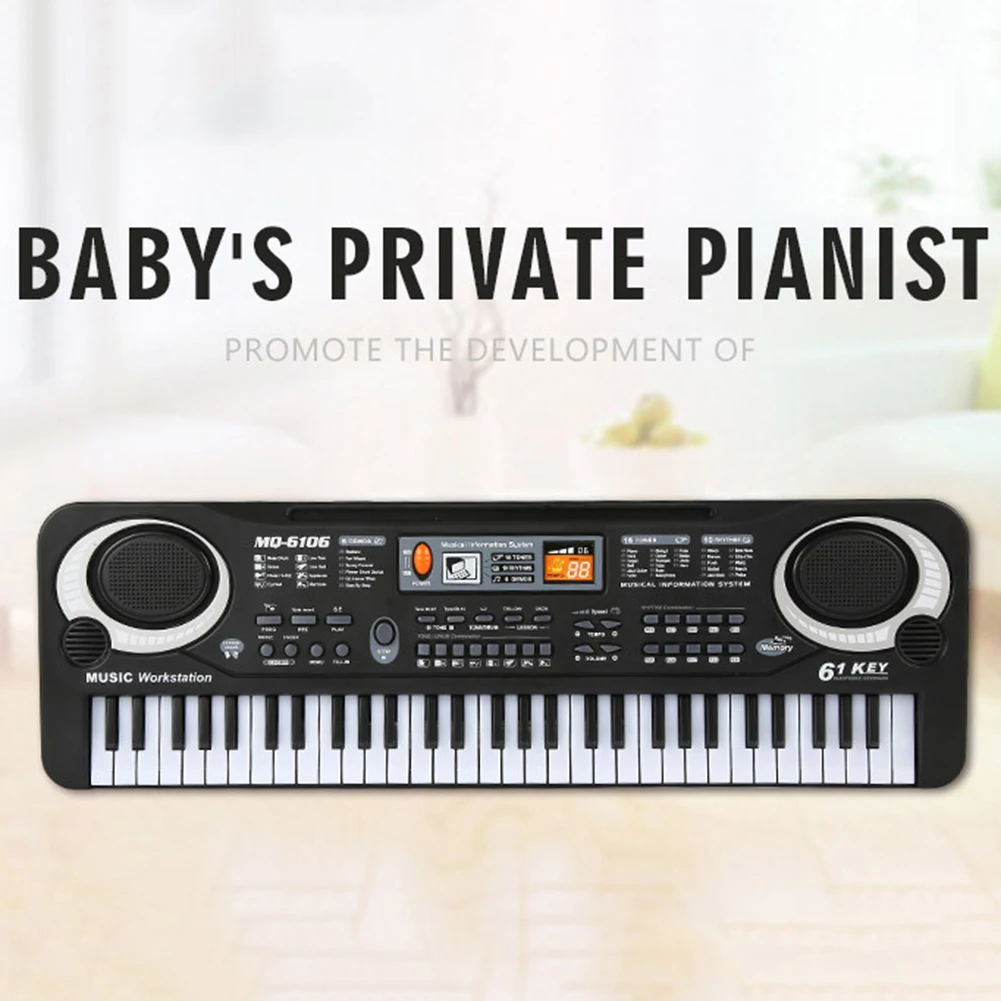 Kids Electronic Piano Keyboard Portable 61 Keys Organ with Microphone Education Toys Musical Instrument Gift for Child Beginner