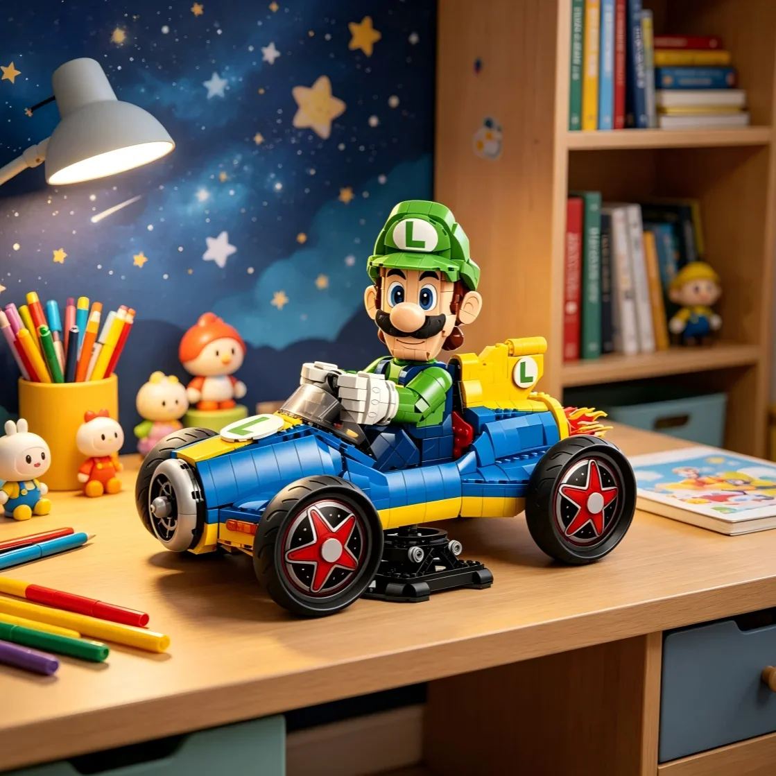 HOTTOYS 2234pcs DIY Kart Building Bricks Racing Series Classic Game Character Car Model Toys Birthday Gifts For Collection
