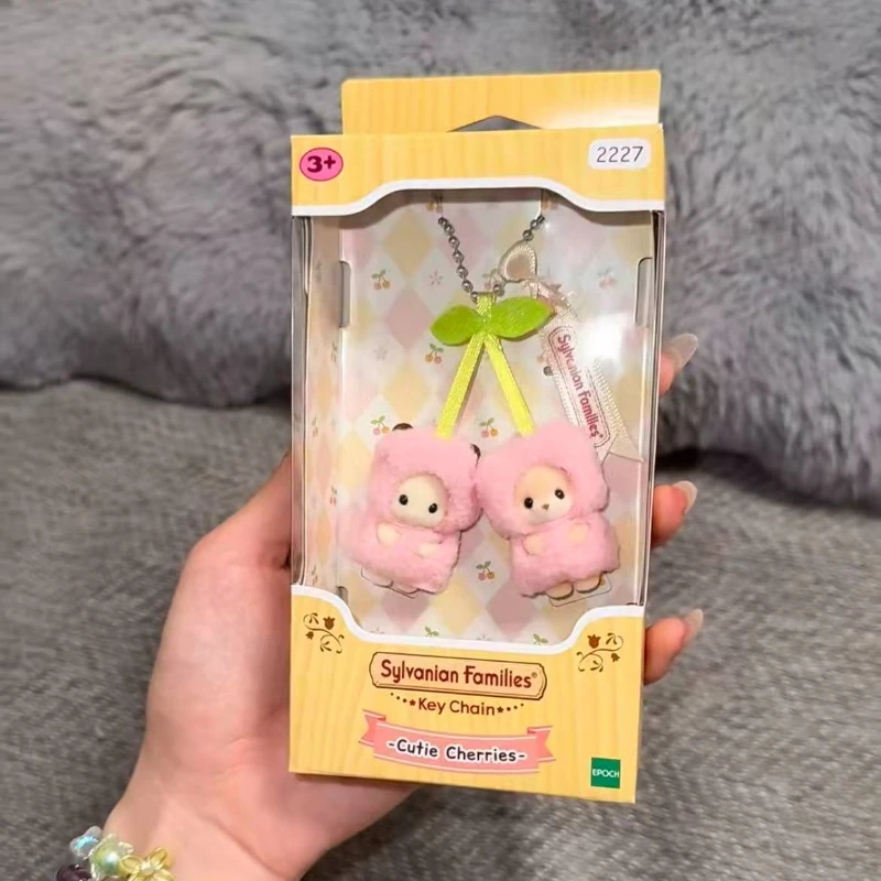 Sylvanian Families Cherry Pendant Plush Keychain Cute Pretend Play Accessory Bag Charm for Dollhouse Play Ideal Gift