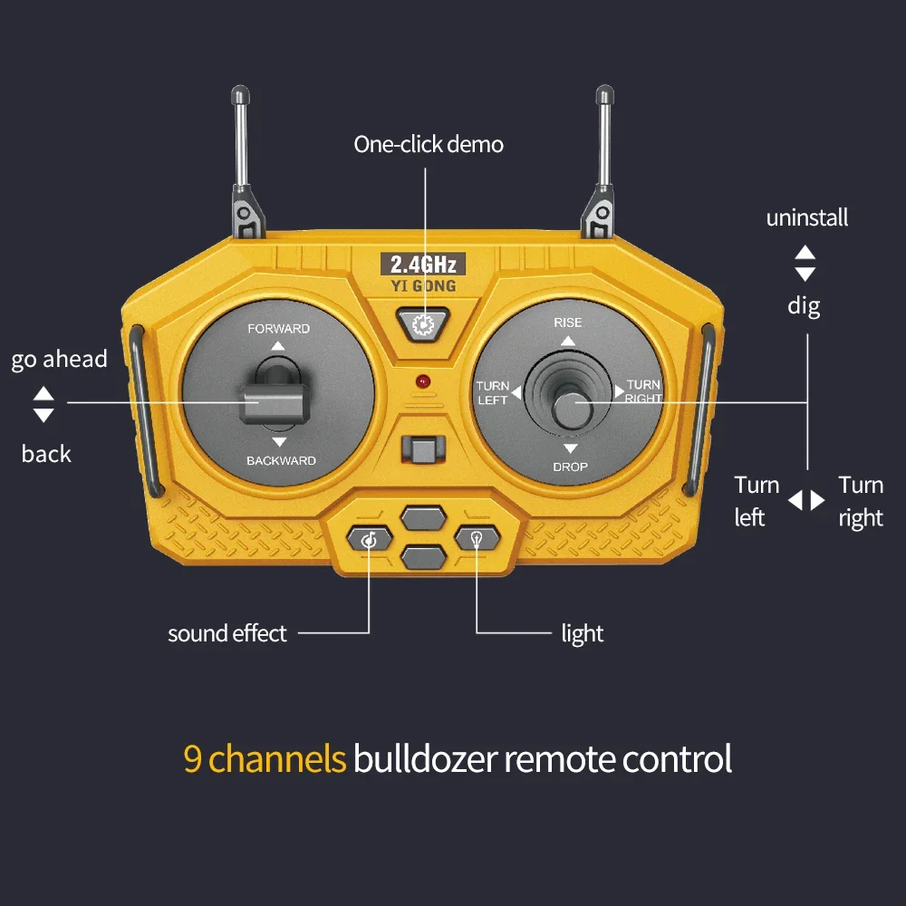 4WD Alloy RC Excavator Bulldozer Dump Truck Electric Remote Control Engineering Vehicle Model With Lights Sound Effects Toy Gift
