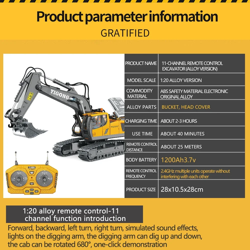 4WD Alloy RC Excavator Bulldozer Dump Truck Electric Remote Control Engineering Vehicle Model With Lights Sound Effects Toy Gift