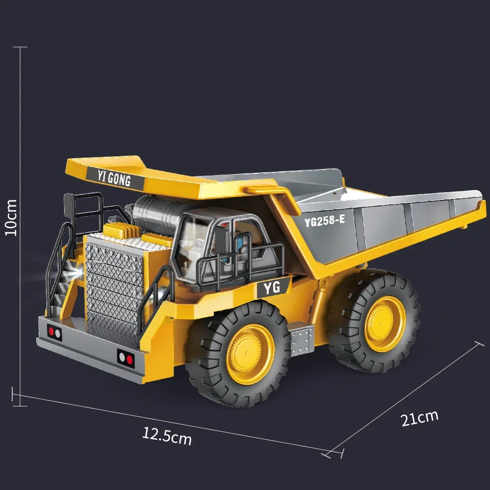 4WD Alloy RC Excavator Bulldozer Dump Truck Electric Remote Control Engineering Vehicle Model With Lights Sound Effects Toy Gift