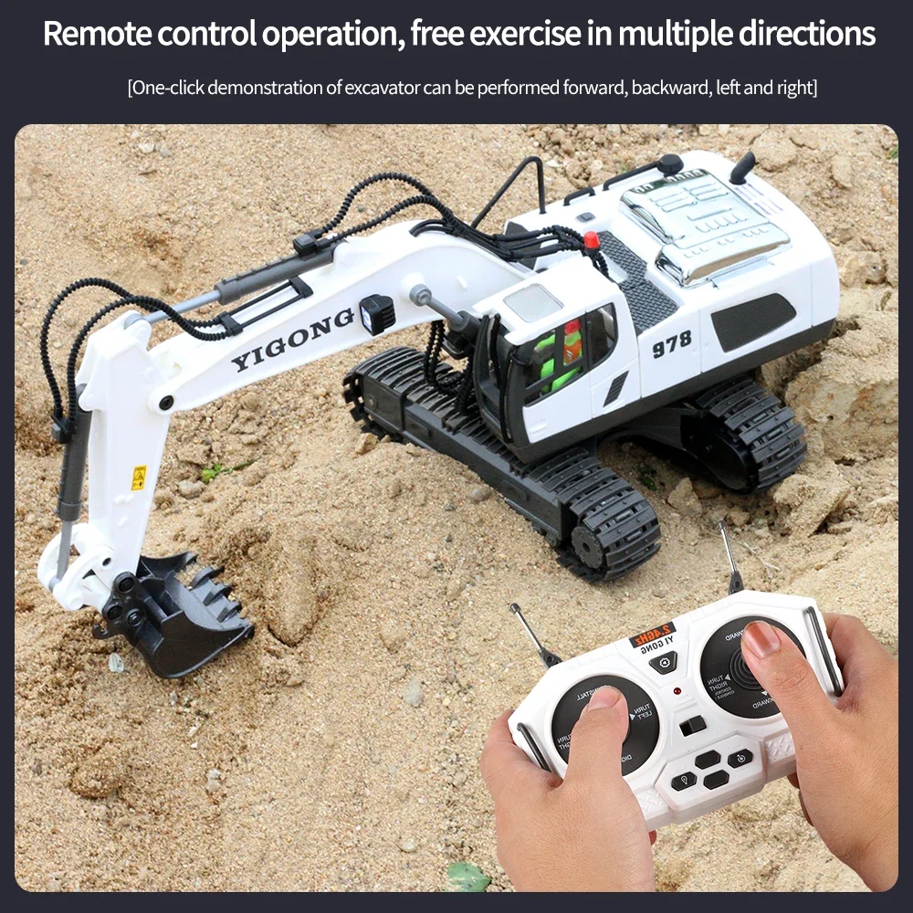 4WD Alloy RC Excavator Bulldozer Dump Truck Electric Remote Control Engineering Vehicle Model With Lights Sound Effects Toy Gift