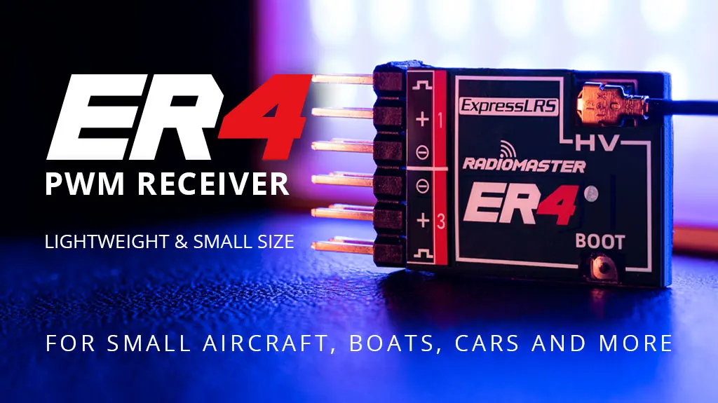 Radiomaster ER4 2.4Ghz 4CH 10mw ExpressLRS PWM Receiver For Small Aircraft Boats Cars