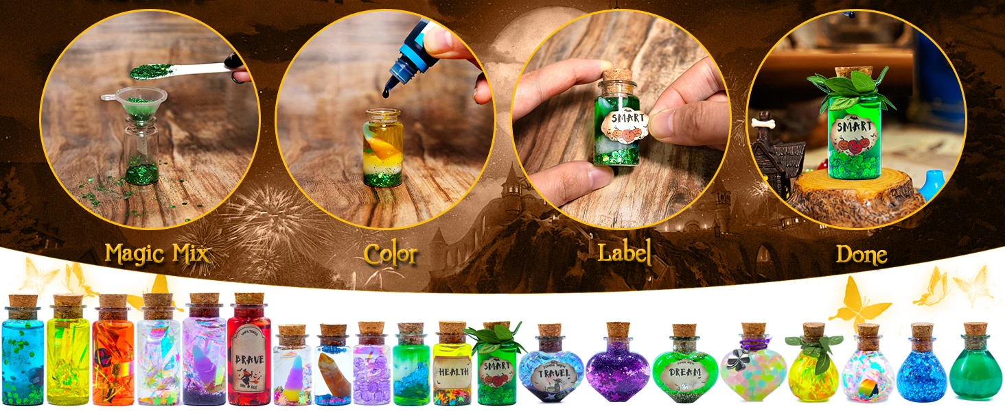 DIY Fairy Magical Potions Kit for Kids Potion Making Set Fairy Potion Bottles Craft Toy Science Set Magic Kits