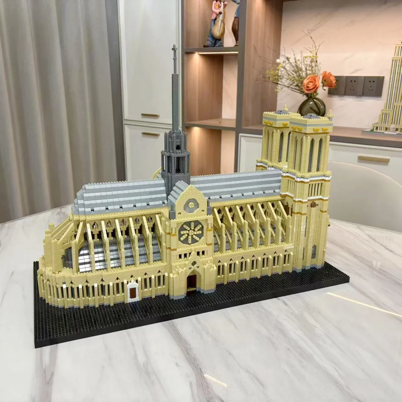 Knew Built Paris Notre-Dame Historic Micro Mini Blocks Toys - 7300+ Pieces, 48x36x24cm Large Model Kit for Adults & Collectors