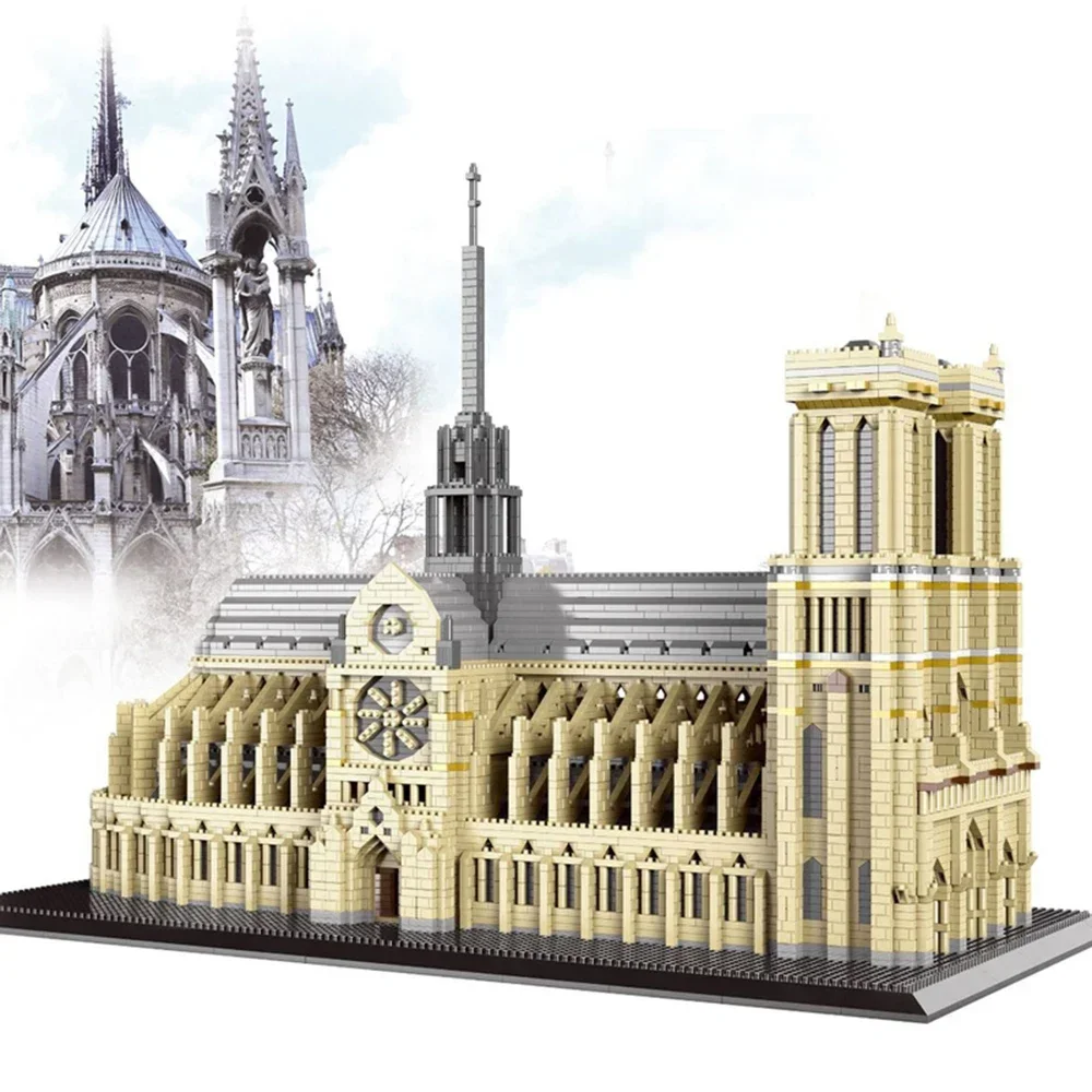 Knew Built Paris Notre-Dame Historic Micro Mini Blocks Toys - 7300+ Pieces, 48x36x24cm Large Model Kit for Adults & Collectors