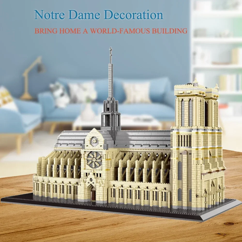 Knew Built Paris Notre-Dame Historic Micro Mini Blocks Toys - 7300+ Pieces, 48x36x24cm Large Model Kit for Adults & Collectors