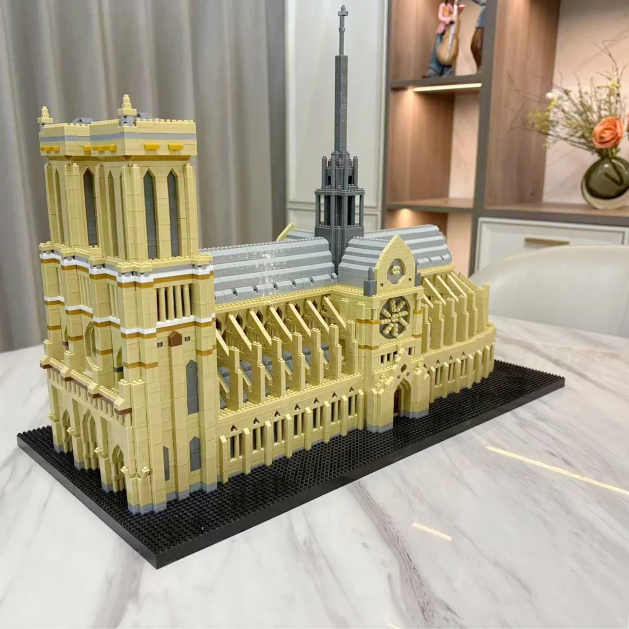 Knew Built Paris Notre-Dame Historic Micro Mini Blocks Toys - 7300+ Pieces, 48x36x24cm Large Model Kit for Adults & Collectors