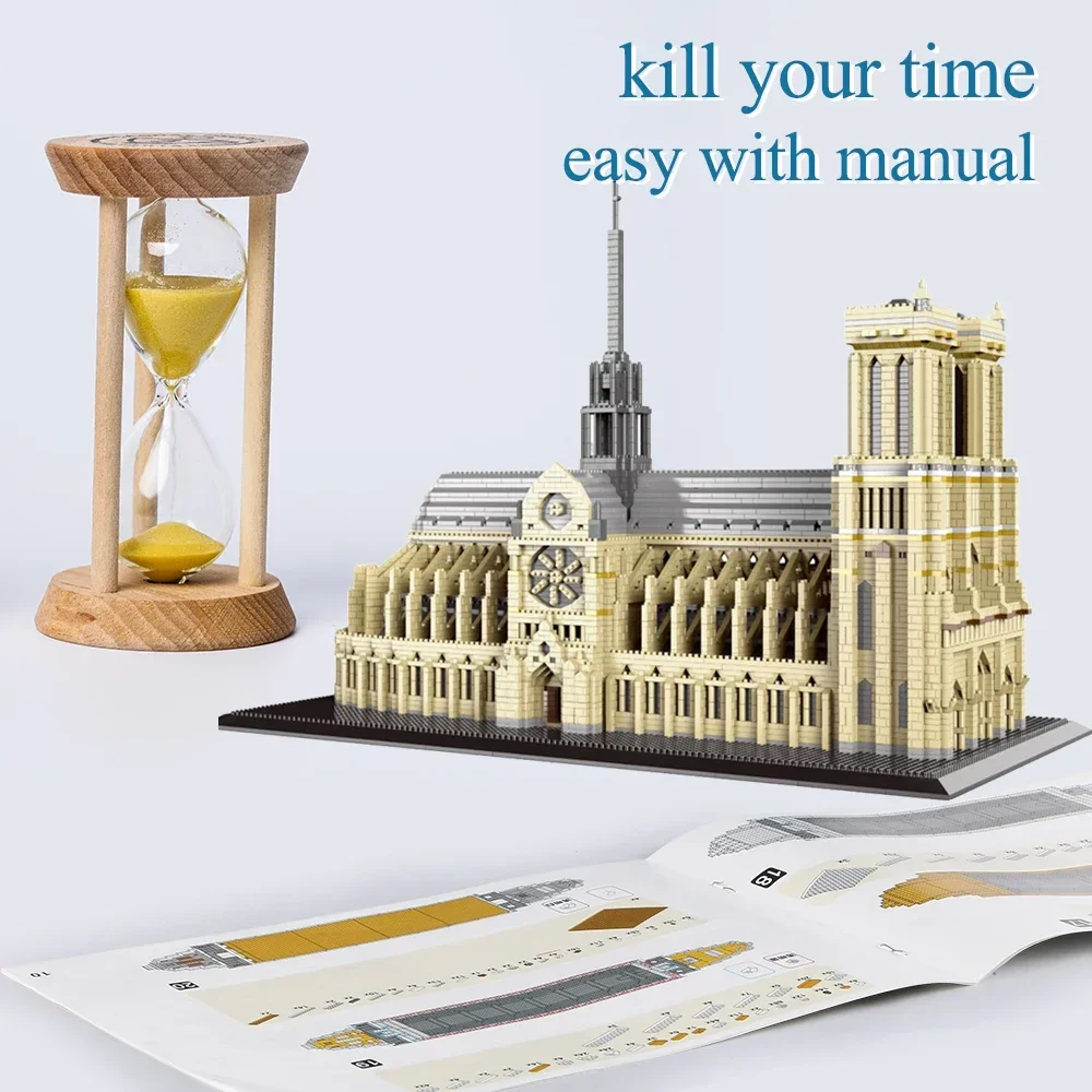 Knew Built Paris Notre-Dame Historic Micro Mini Blocks Toys - 7300+ Pieces, 48x36x24cm Large Model Kit for Adults & Collectors