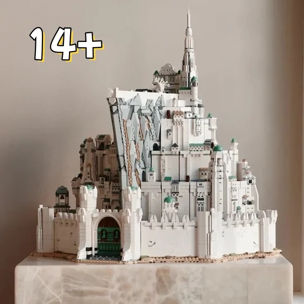 HOTTOYS European Medieval Fantasy White Castle Minas Tirith Building Blocks Architecture Brick Set DIY Assembly Toy Gifts