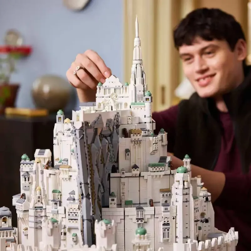 HOTTOYS European Medieval Fantasy White Castle Minas Tirith Building Blocks Architecture Brick Set DIY Assembly Toy Gifts