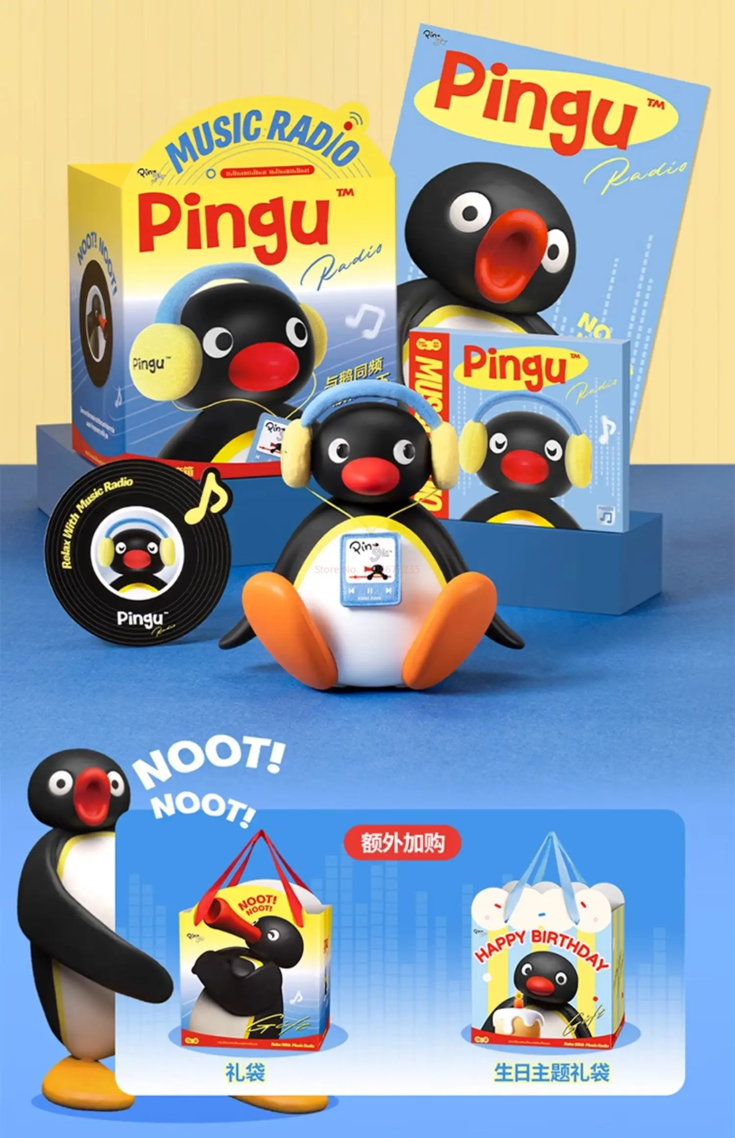 Martube New Pingu Listening To Music Shaking Head Speaker Portable Mini Bluetooth Speaker Desktop Decorative Birthday Kids Gift