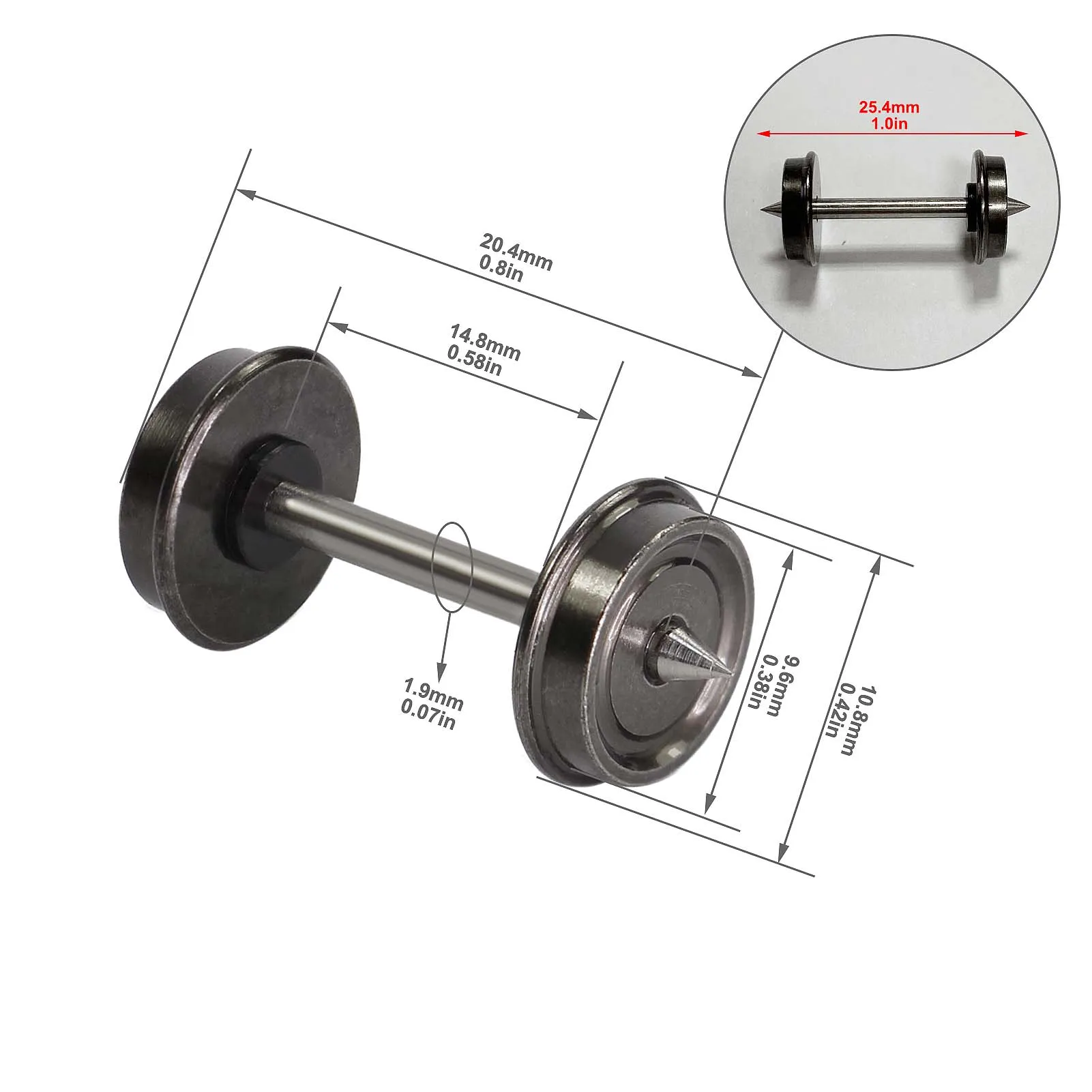 Evemodel Wheelsets 24pcs 1:87 HO Scale 33" Metal DC Wheels for Model Trains Wheelset C8725