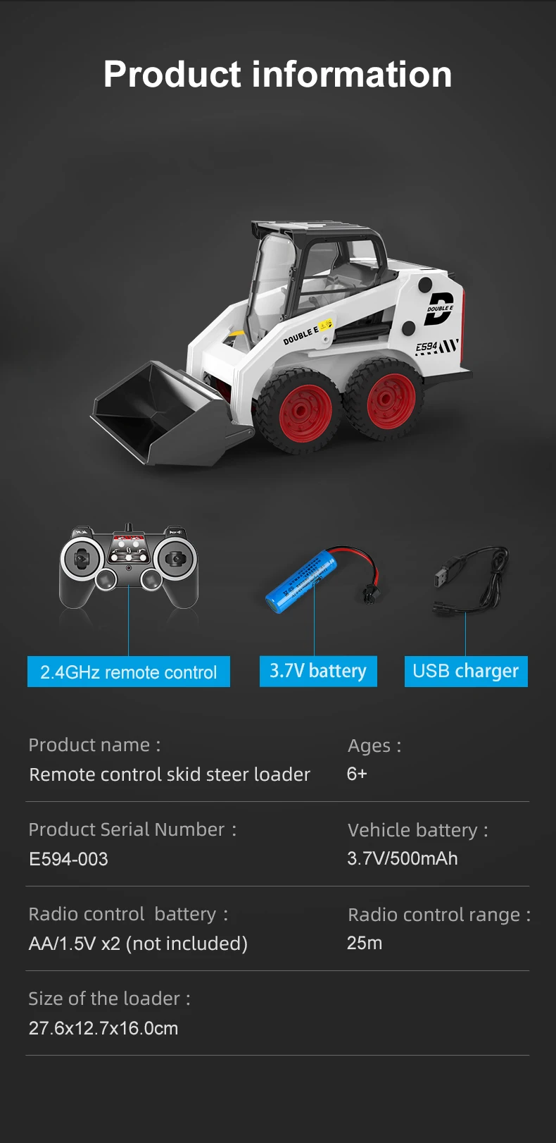 2025 Double E RC Truck Loader 1/14 E594 RC excavator Remote control Car Engineering vehicles Trucks Toys for Boys Children Gift
