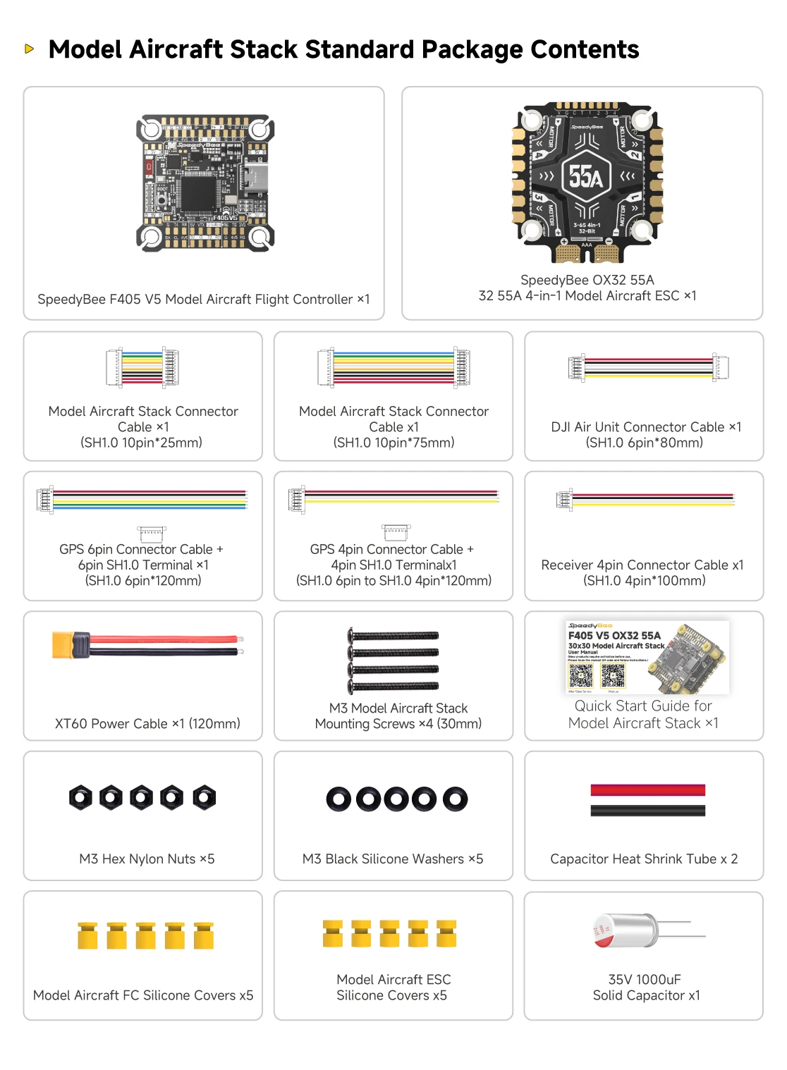 SpeedyBee F405 V5 OX32 55A 30x30 Model Aircraft FC&ESC Stack - Deluxe Version