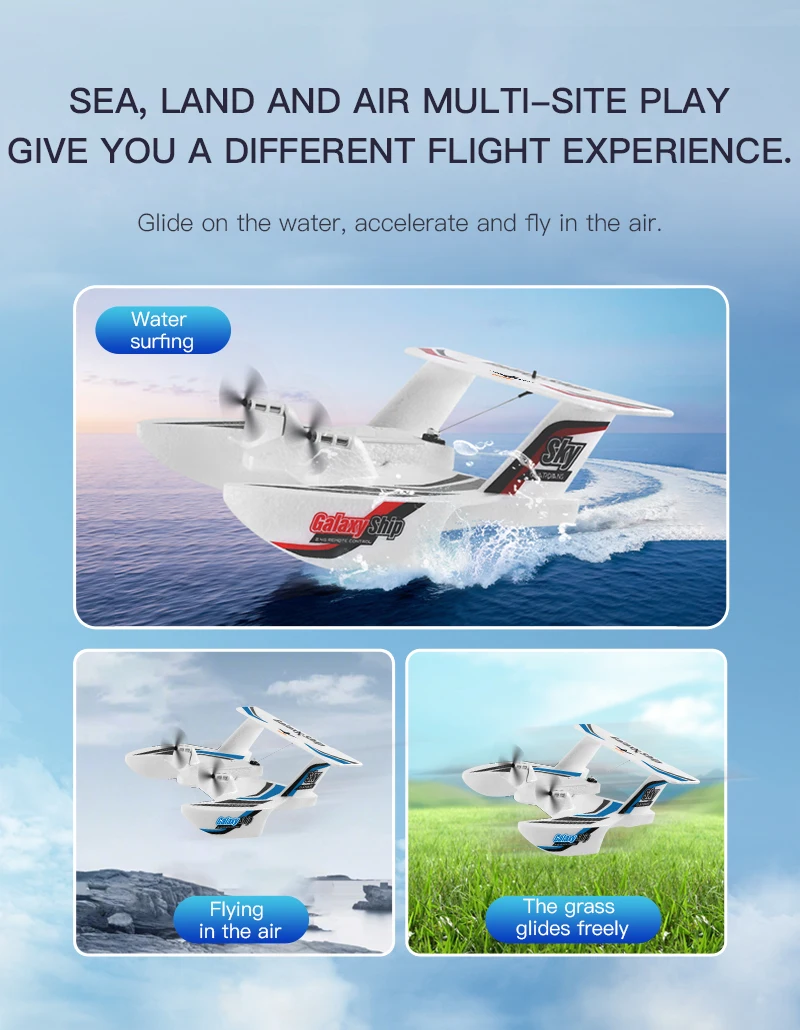 KF603 RC Plane Boat 2.4G 3CH Sea And Air RC Glider EPP Foam Water Land Flying Airplane Toys Gift For Boys