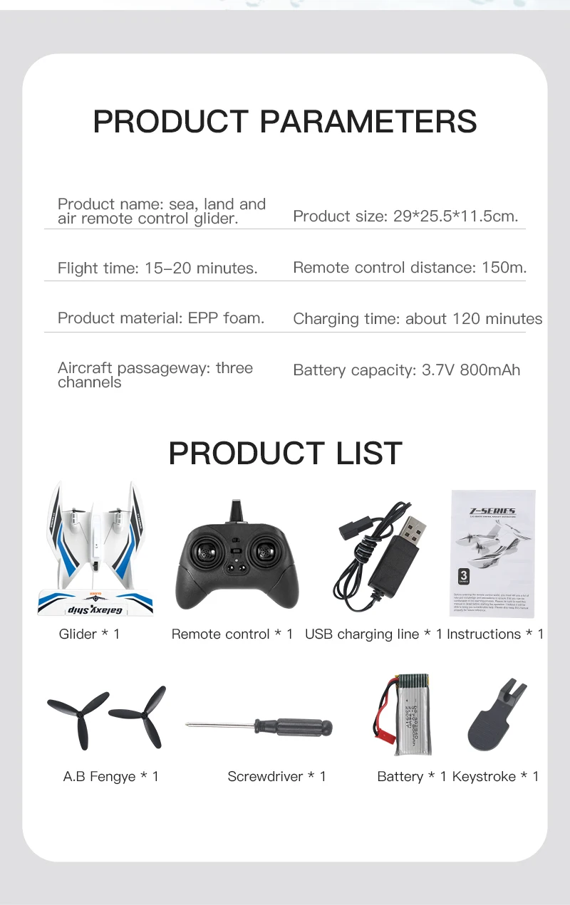 KF603 RC Plane Boat 2.4G 3CH Sea And Air RC Glider EPP Foam Water Land Flying Airplane Toys Gift For Boys