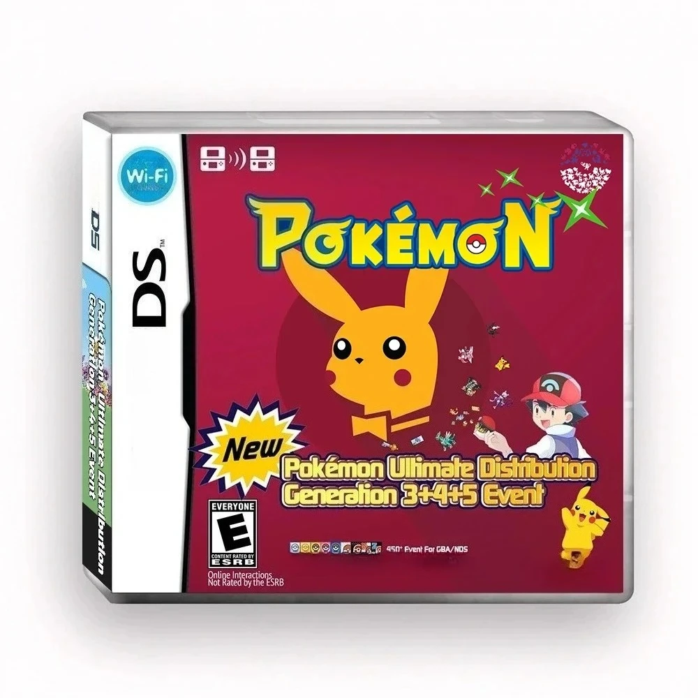 Pokemon NDS Video Game Cartridge - Ultimate Distribution Gen 3 4 5 Event Cartridge with Instruction Manual