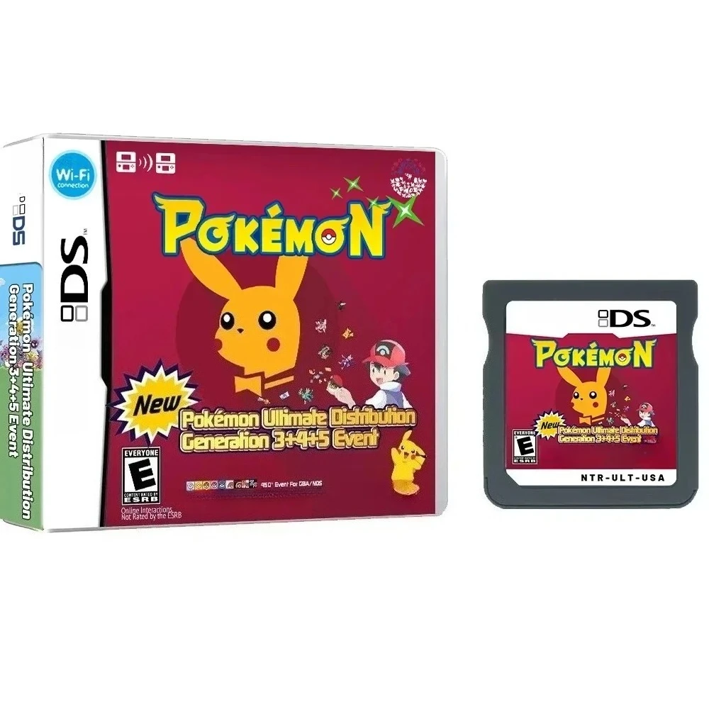 Pokemon NDS Video Game Cartridge - Ultimate Distribution Gen 3 4 5 Event Cartridge with Instruction Manual