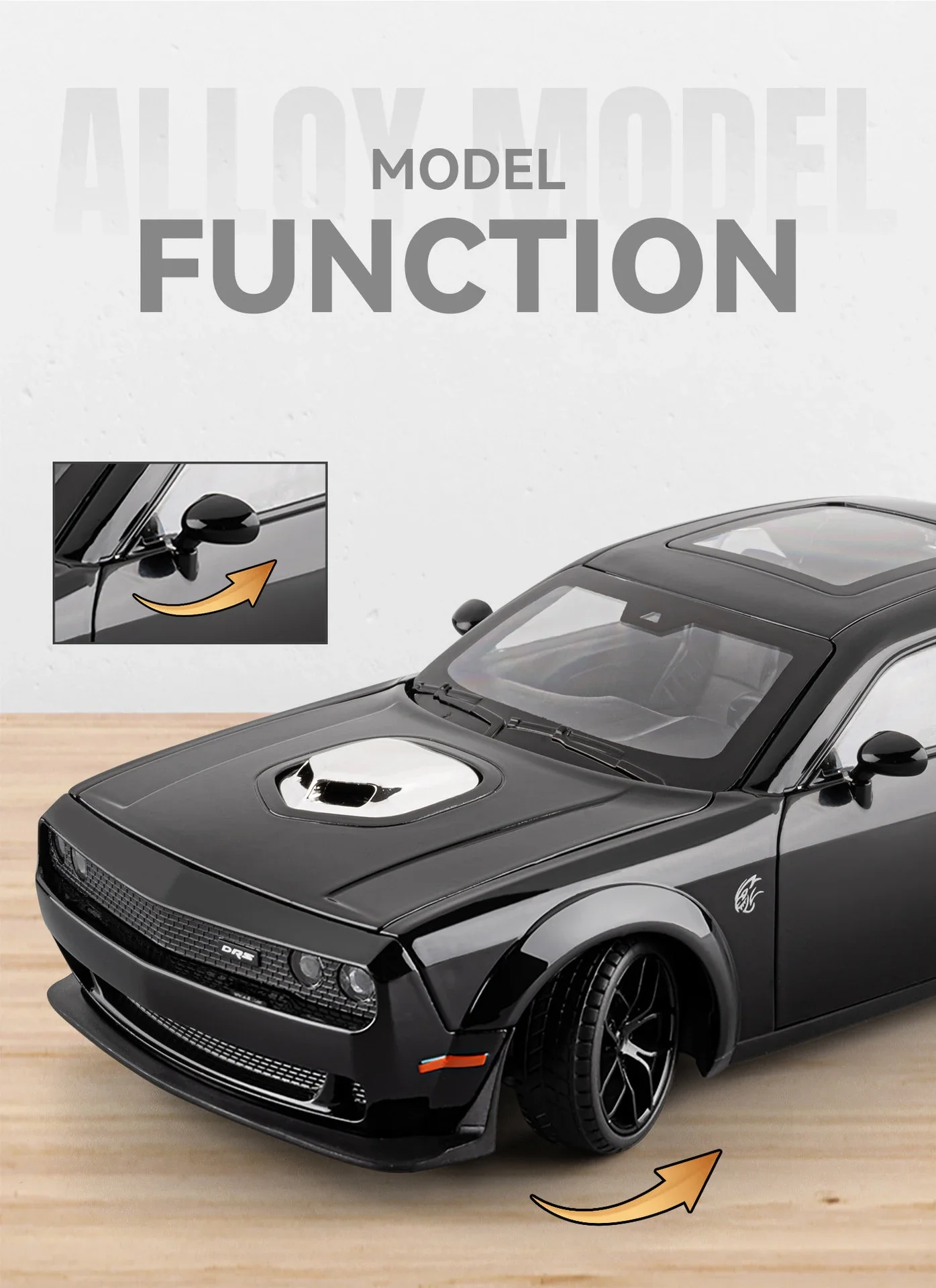 1:18 D Challenger SRT Hellcat Alloy Track Racing Car Model Metal Muscle Sports Car Vehicles Model Sound Light Kids Toys Gift
