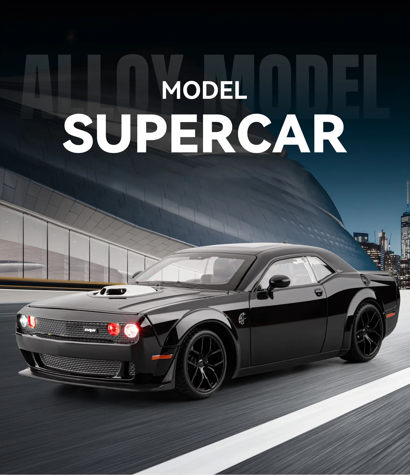 1:18 D Challenger SRT Hellcat Alloy Track Racing Car Model Metal Muscle Sports Car Vehicles Model Sound Light Kids Toys Gift