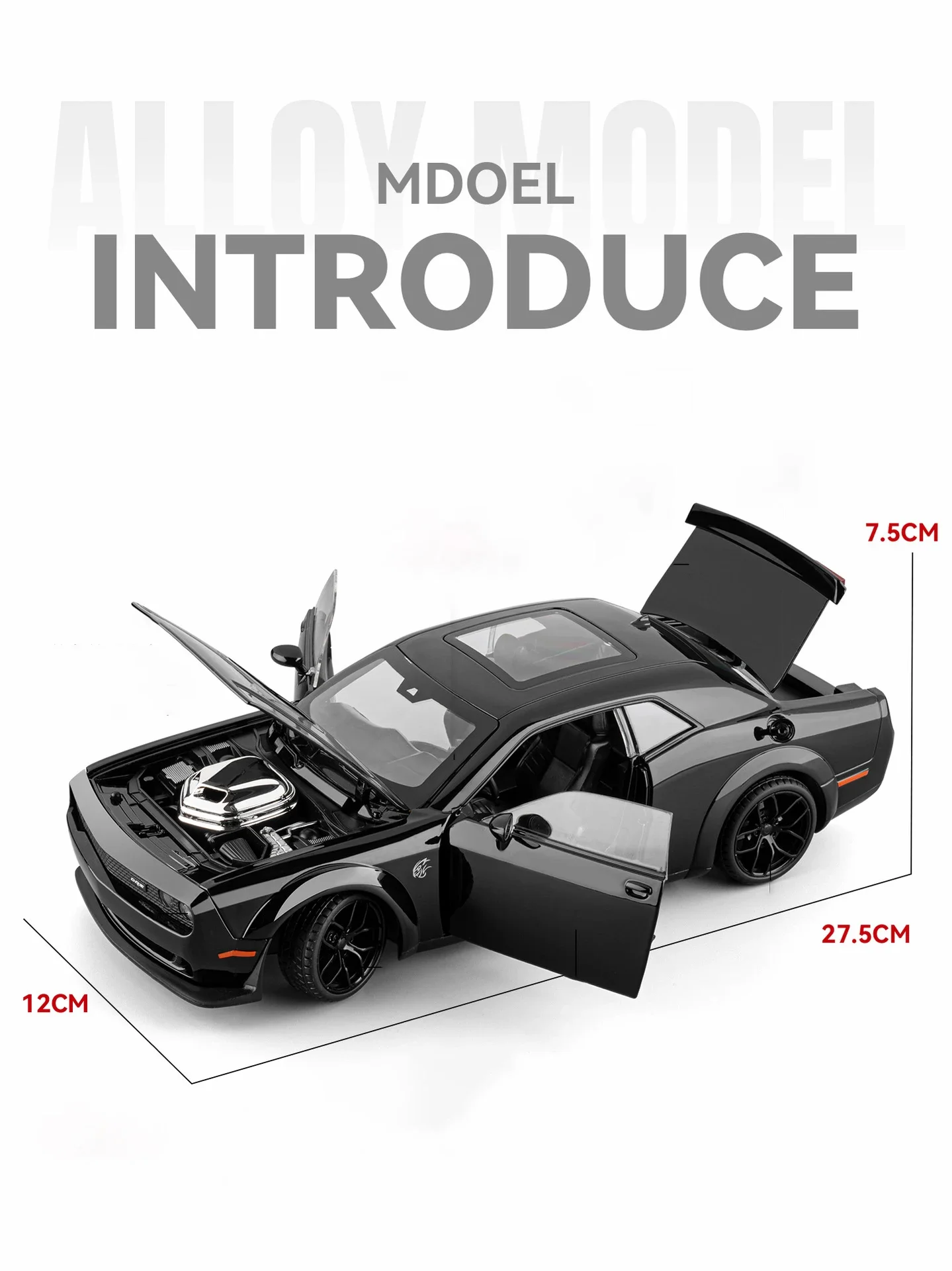 1:18 D Challenger SRT Hellcat Alloy Track Racing Car Model Metal Muscle Sports Car Vehicles Model Sound Light Kids Toys Gift