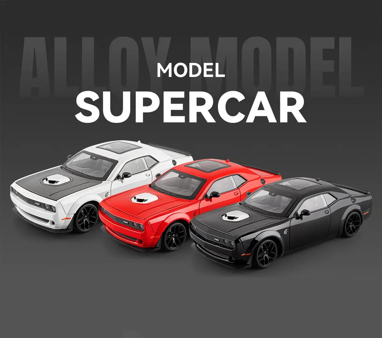 1:18 D Challenger SRT Hellcat Alloy Track Racing Car Model Metal Muscle Sports Car Vehicles Model Sound Light Kids Toys Gift