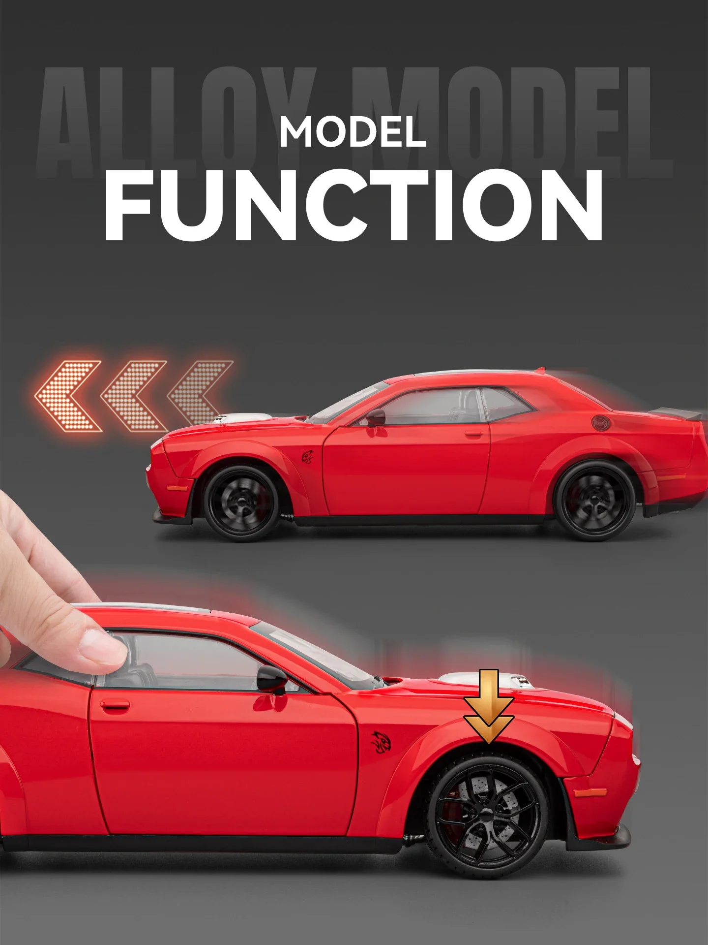 1:18 D Challenger SRT Hellcat Alloy Track Racing Car Model Metal Muscle Sports Car Vehicles Model Sound Light Kids Toys Gift