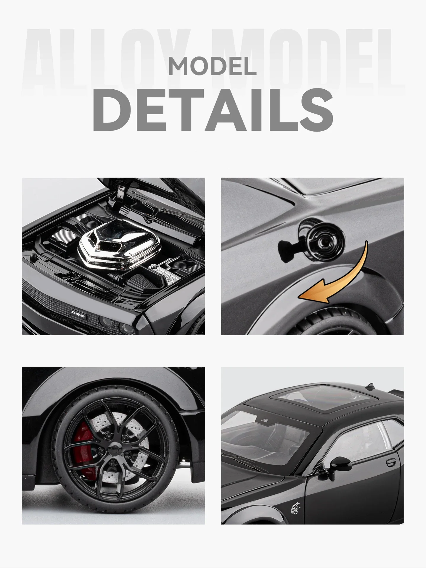 1:18 D Challenger SRT Hellcat Alloy Track Racing Car Model Metal Muscle Sports Car Vehicles Model Sound Light Kids Toys Gift