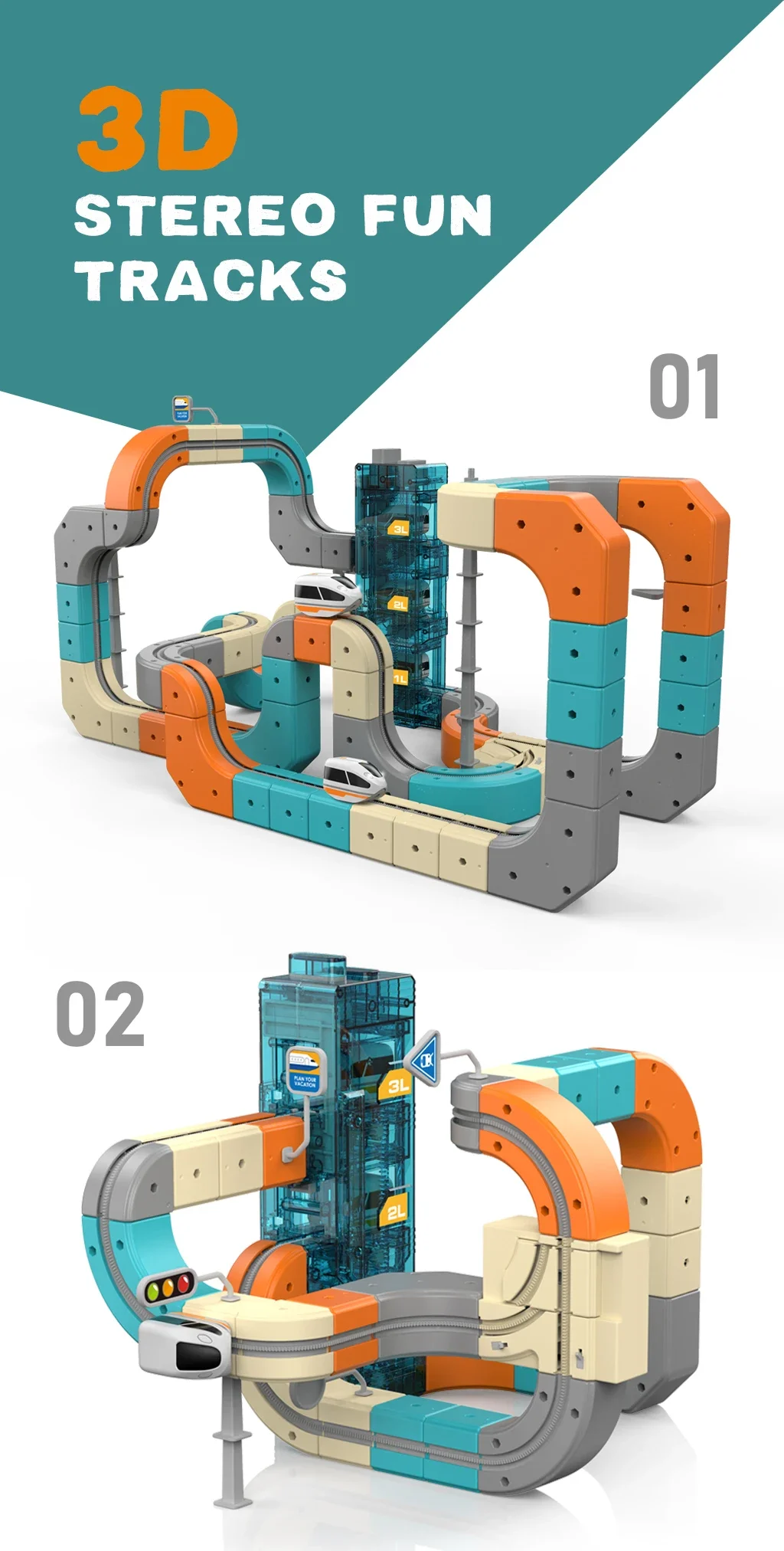 Magic 3D Track Cube Educational High Speed Electric Rail Train Set Toy with Automatic Lift for Home Indoor Assembly Play