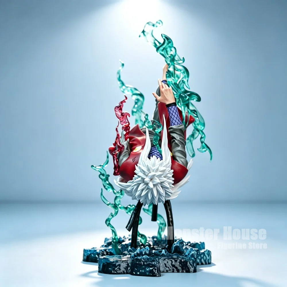 24cm Naruto Jiraiya Anime Figure Battle Scene Statue PVC Collectible Model With Effect Accessories Desktop Display Gift
