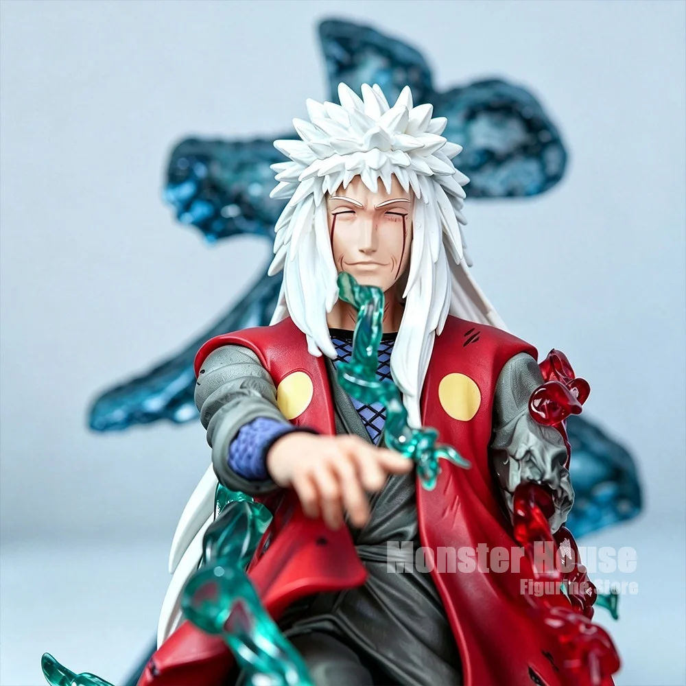 24cm Naruto Jiraiya Anime Figure Battle Scene Statue PVC Collectible Model With Effect Accessories Desktop Display Gift