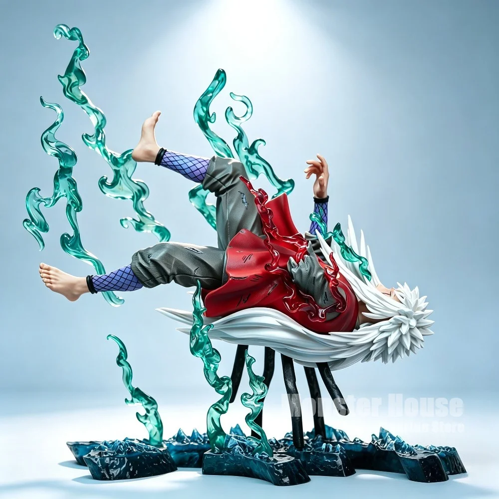 24cm Naruto Jiraiya Anime Figure Battle Scene Statue PVC Collectible Model With Effect Accessories Desktop Display Gift
