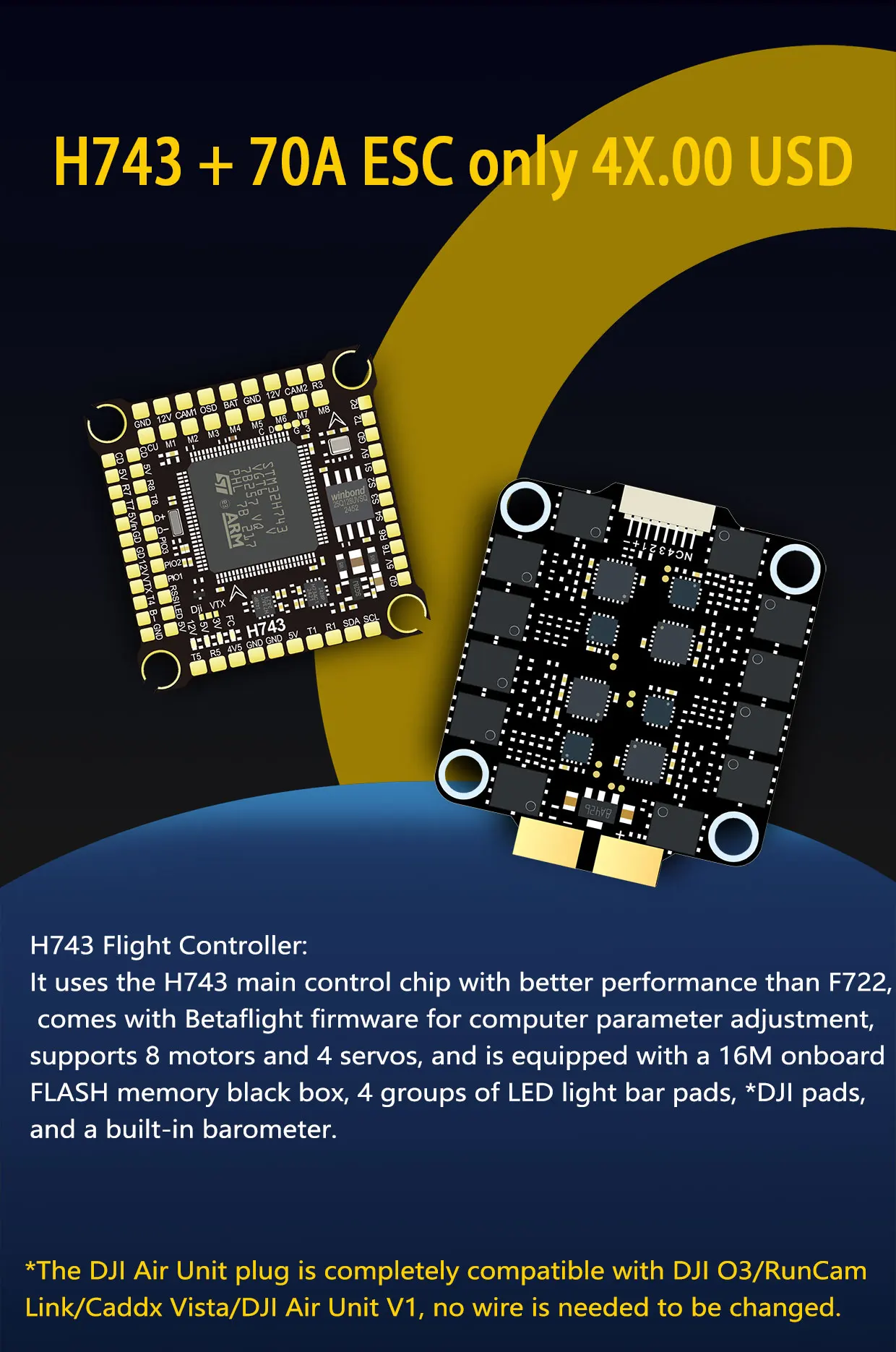 DAKEFPV H743 FC Stack/Flytower for Remote Control BLHeli Betaflight Gyroscope Gyro 42688P PID Parameter Tuning