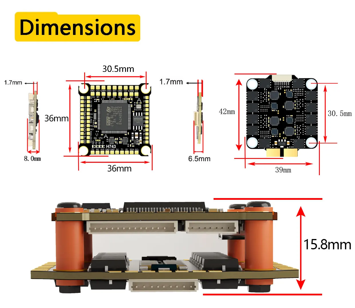 DAKEFPV H743 FC Stack/Flytower for Remote Control BLHeli Betaflight Gyroscope Gyro 42688P PID Parameter Tuning