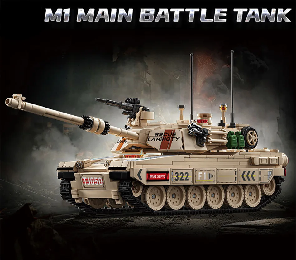 Military MOC 1002pcs M1 Abrams Main Battle Tank Model Kit Building Blocks Set Soldiers Figures Bricks Toys For Children Boy Gift