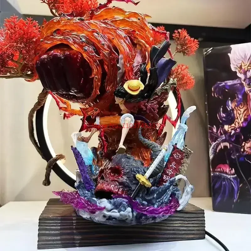 One Piece Gk Anime Figure Luffy With Led Toys Gear 3 Figurine Red Roc Pvc Statue Collectible Model Decoration Birthday Gift