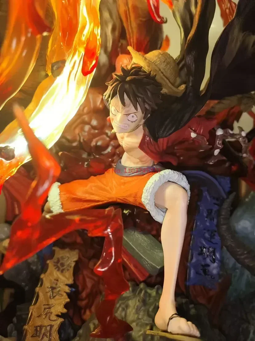 One Piece Gk Anime Figure Luffy With Led Toys Gear 3 Figurine Red Roc Pvc Statue Collectible Model Decoration Birthday Gift