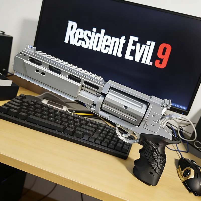 Hot Mov Resident Evil-9 Requiem Leon Hand Cannon Revolver Model Desktop Ornament Game Cosplay Prop Articulated Toy Holiday Gifts