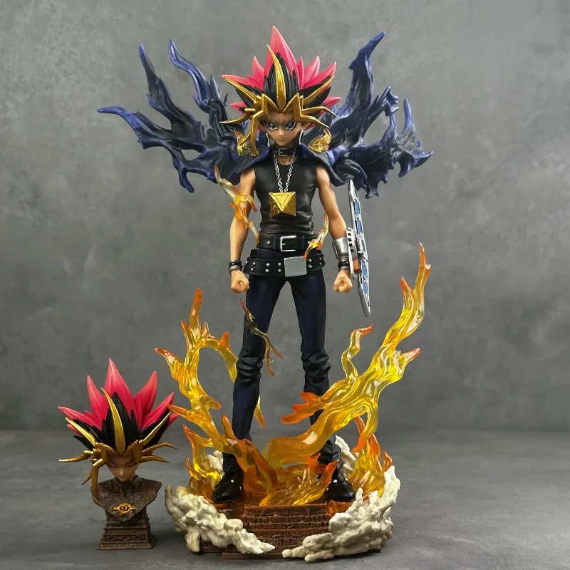 2025 28cm Anime Duel Monsters Anime Figure Gk Yugi Muto Doll 2 Heads Pvc Statue Model Collectible Decoration Toys Christmas Gift